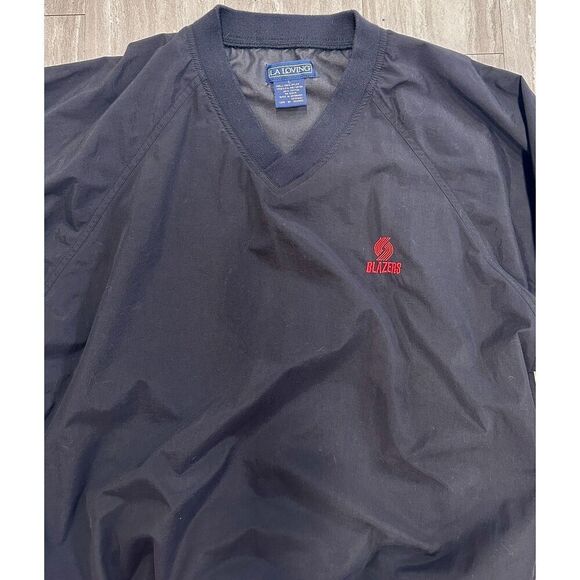 Vintage 90s Portland Trail Blazers XL Black Pullover Windbreaker – V-Neck - Picture 4 of 8